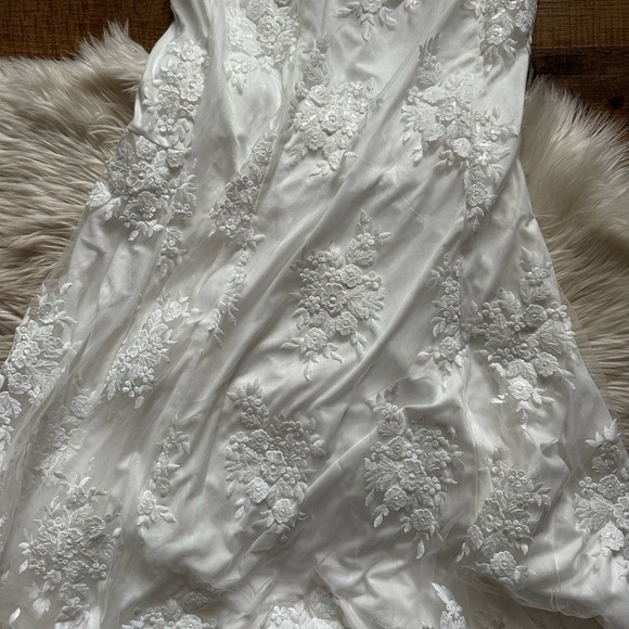 LULU’S Dreamy Glamour White Embroidered Halter Mermaid Maxi Dress - Picture 9 of 11